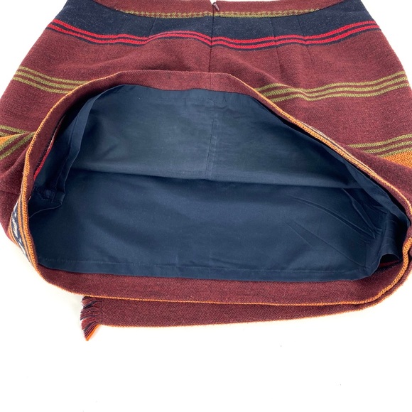 Ann Taylor Loft Petites Wool Blend Southwestern Faux Wrap Fringe Blanket Skirt - Picture 9 of 15